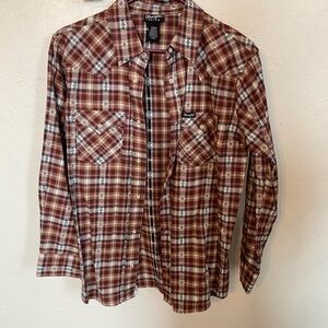 Wrangler Retro Tan and Brown Plaid Shirt